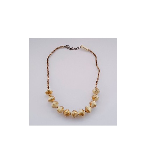 Abara kaulakoru, gold & natural white