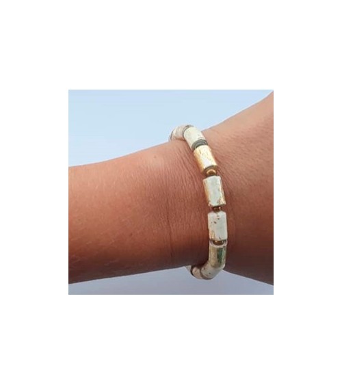 Anena rannekoru, gold & natural white