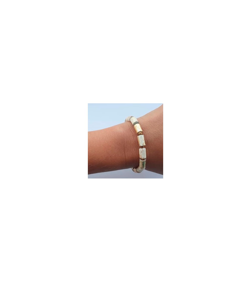 Anena rannekoru, gold & natural white
