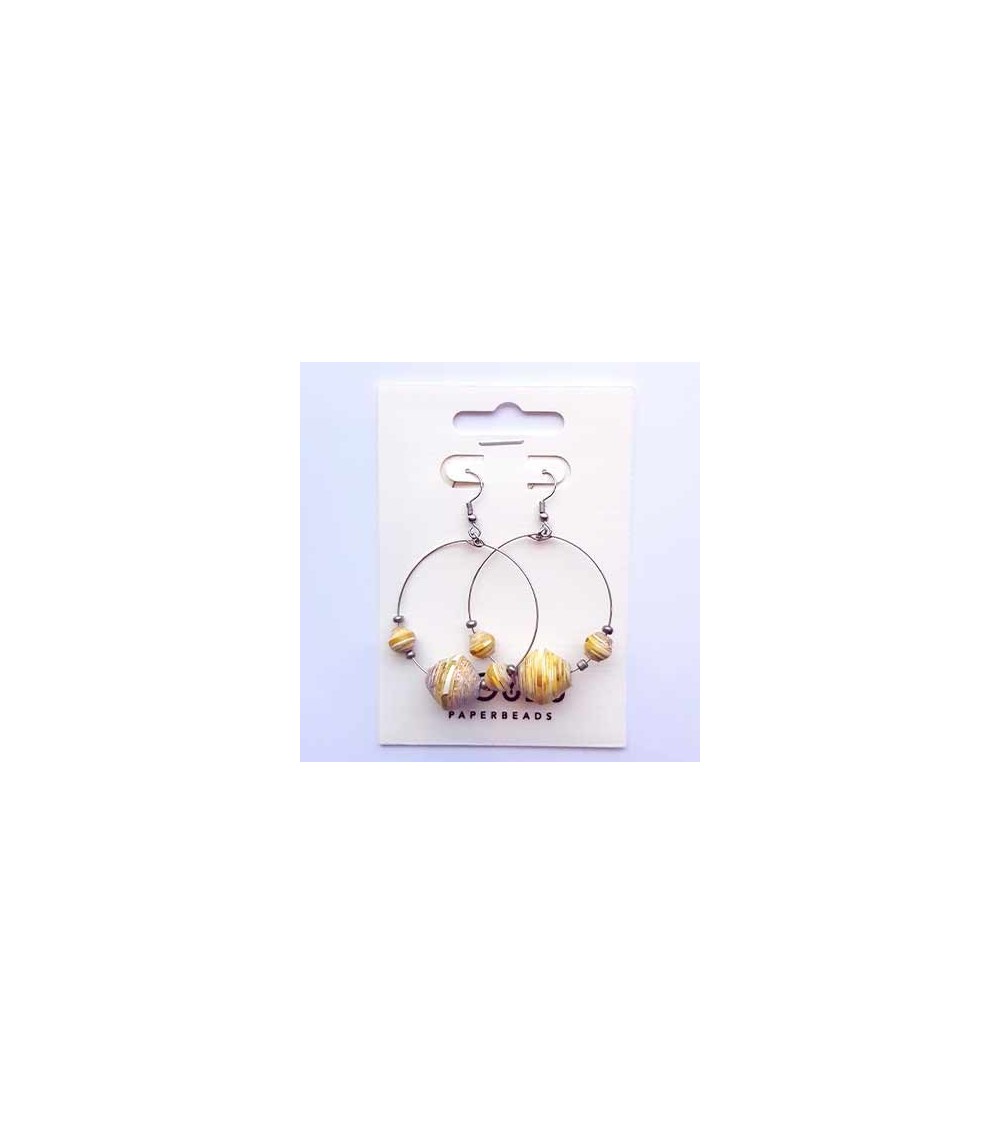 Agulu korvakoru yellow, hopeaa AGULU paper beads - 2