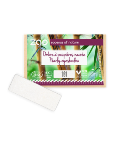 Zao Eyeshadow 101 Pearly White, suorakulmio täyttöpakkaus