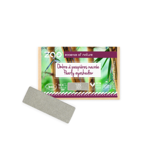 Zao Eyeshadow 108 Grey Green, suorakulmio täyttöpakkaus