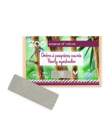 Zao Eyeshadow 108 Grey Green, suorakulmio täyttöpakkaus