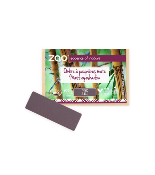 Zao Eyeshadow 205 Dark Purple, suorakulmio täyttöpakkaus