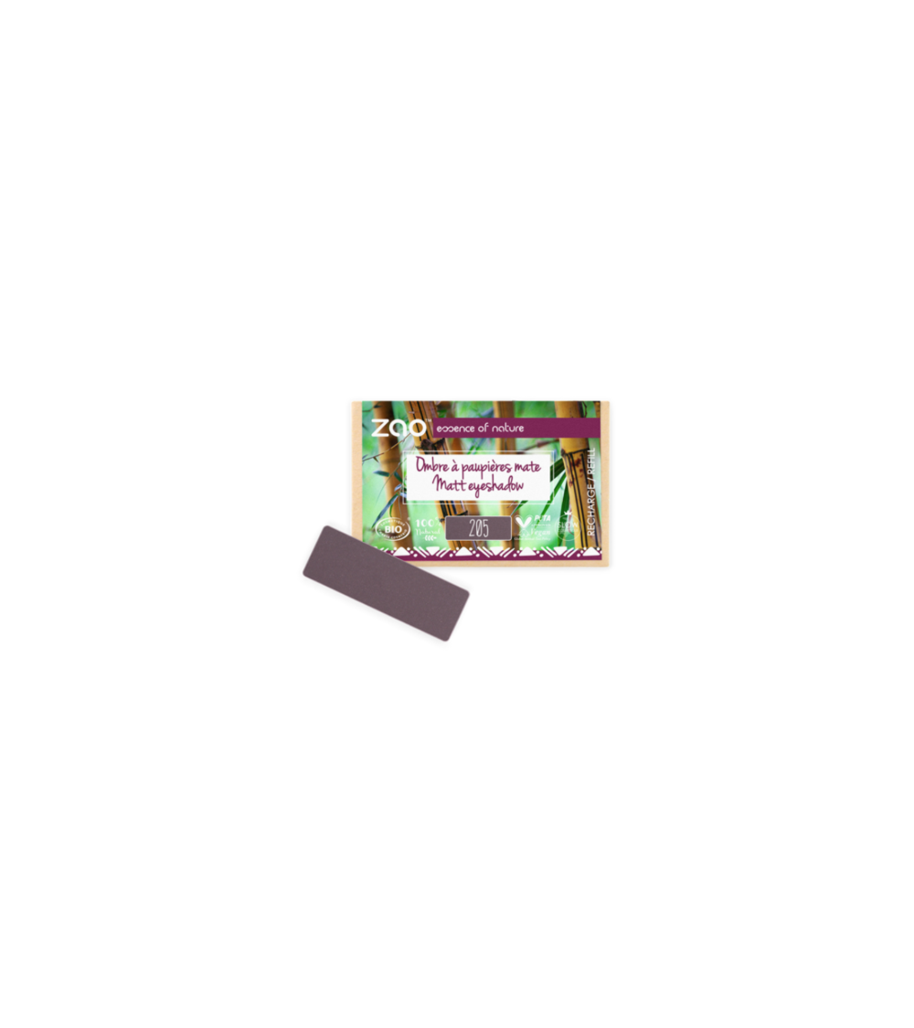 Zao Eyeshadow 205 Dark Purple, suorakulmio täyttöpakkaus