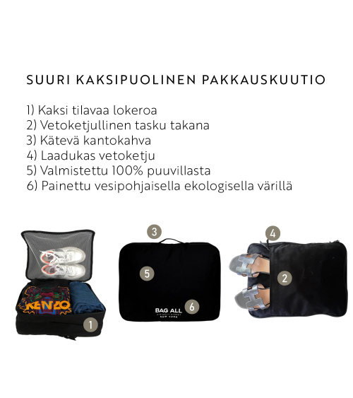 Pakkauslaukku, kaksipuolinen, musta